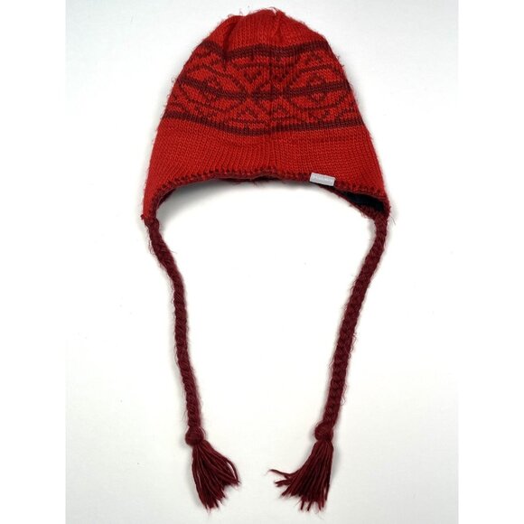 COLUMBIA Adult Unisex One Size O/S Red Knit Fleece Lined WINTER HAT Nordic Cap - Picture 2 of 5